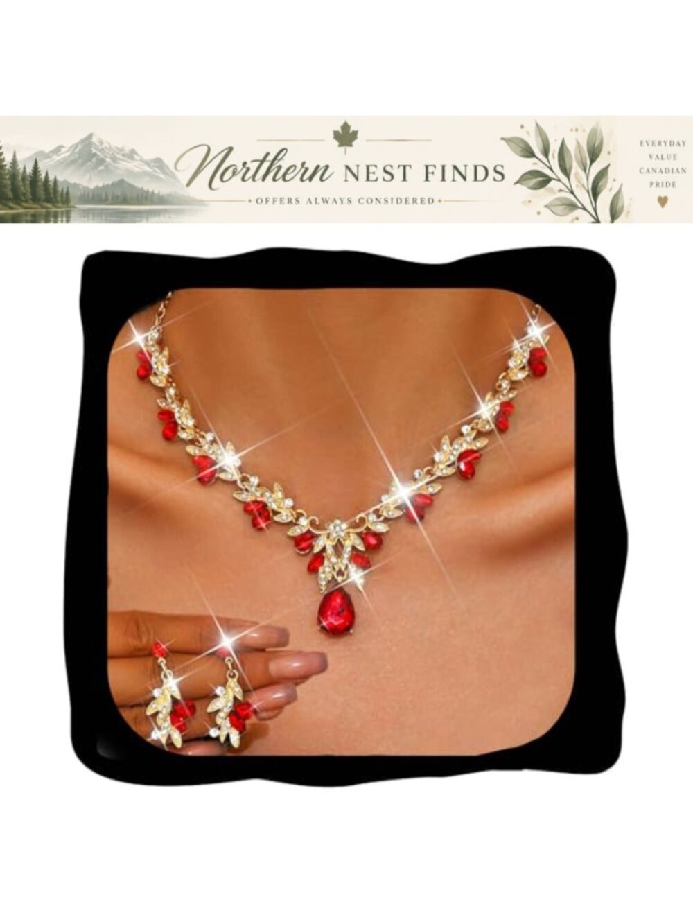 Rhinestone Bridal Wedding Jewelry Set Gold Necklace Earrings Leaf